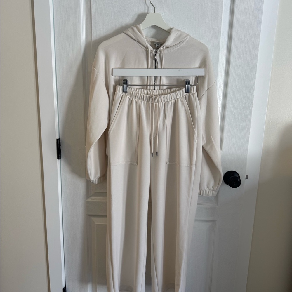 a new day Cream Drawstring Joggers & Zip Hoodie Set